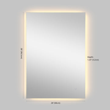Nora Rectangular Frameless Anti-Fog Aluminum Back-lit Tri-color LED Bathroom Vanity Mirror with Smart Touch Control - JONATHAN Y